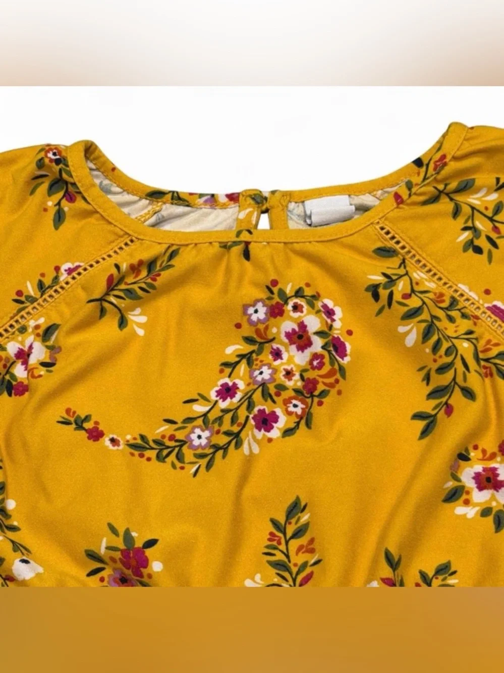 Girls' Old Navy Floral Long-Sleeve Dress - Mustard Yellow